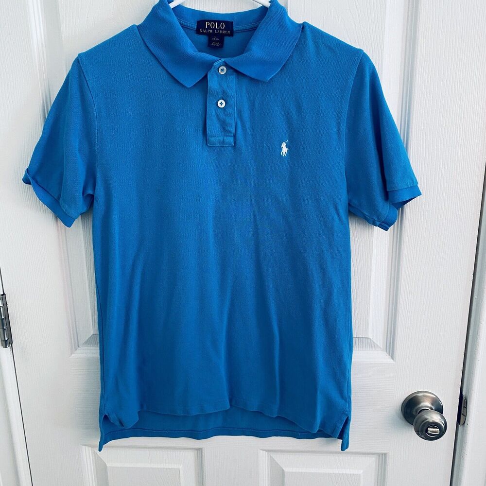 Polo Ralph Lauren Shirt Boys 14-16 Aqua Blue Golf Casual Cotton Pony Logo